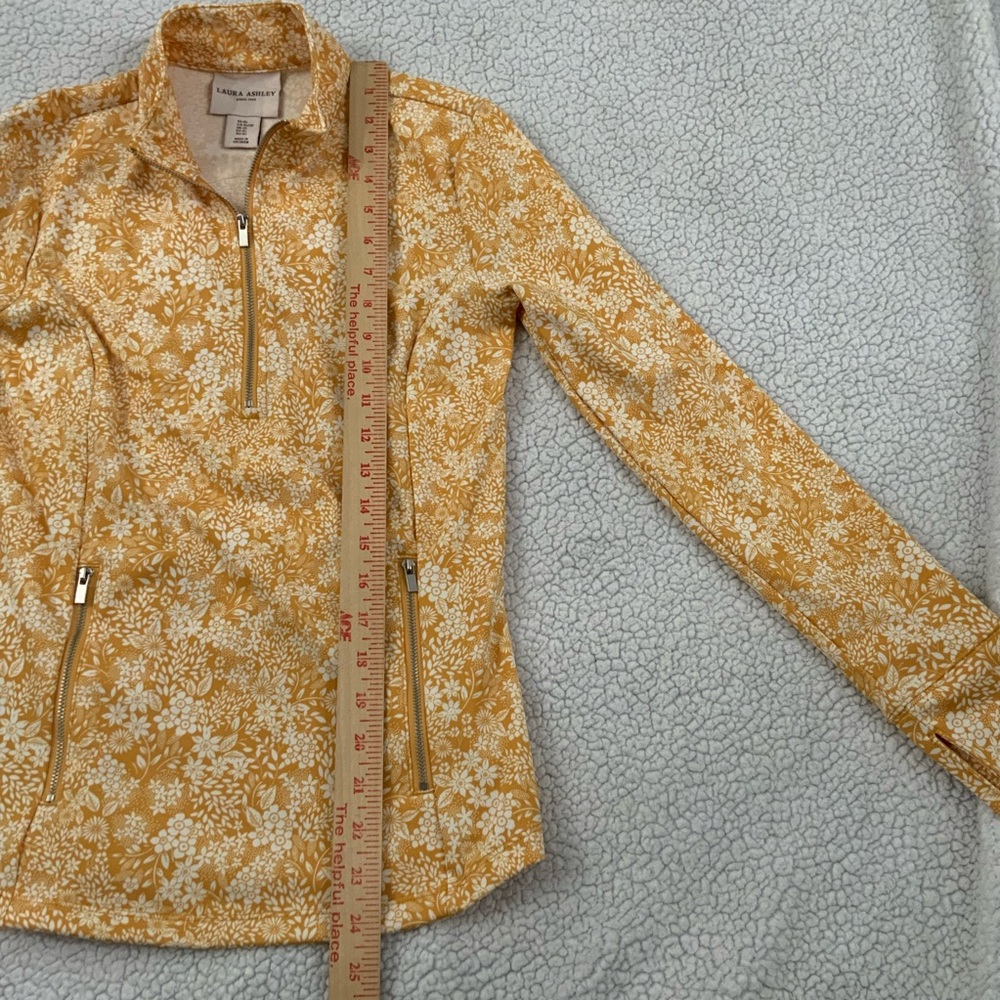 Laura Ashley Women’s XS UPF 50 Yellow Floral Slim 1/2 Zip Pullover Jacket Top - Picture 11 of 13